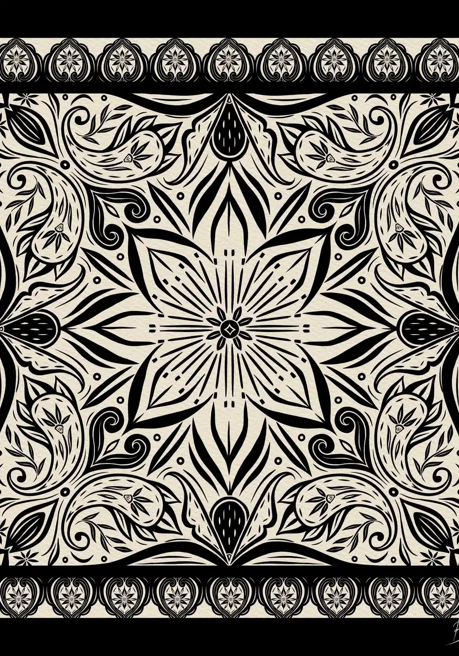 Lenço Mandacaru 110x110 (Preto)