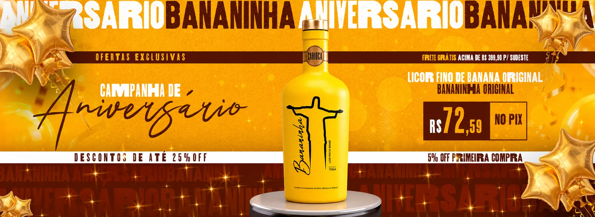 Banner CAMPANHA DE ANIVERSARIO - LICOR FINO DE BANANA