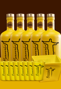 Kit Carnaval Bloquinho - 5 Garrafas Licor de Banana + 8 Copinhos de Shot de Plástico + 1 Balde de Plástico - imagem 1