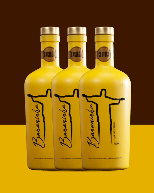 Kit 3 Garrafas Licor Fino de Banana - Bananinha Carioca