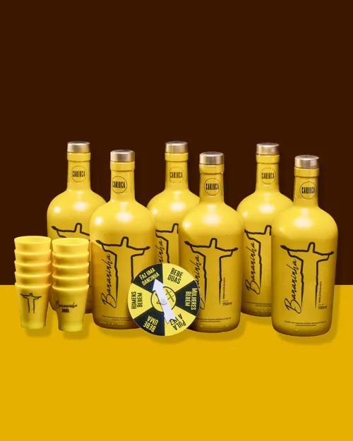 Kit 6 Garrafas + Pacote c/ 10 Copos de Shot de Plástico de 50ml + Roleta