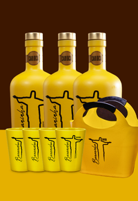 Kit Carnaval Bloquinho - 3 Garrafas Licor de Banana + 4 Copinhos de Shot de Plástico + 1 Balde de Plástico - imagem 1