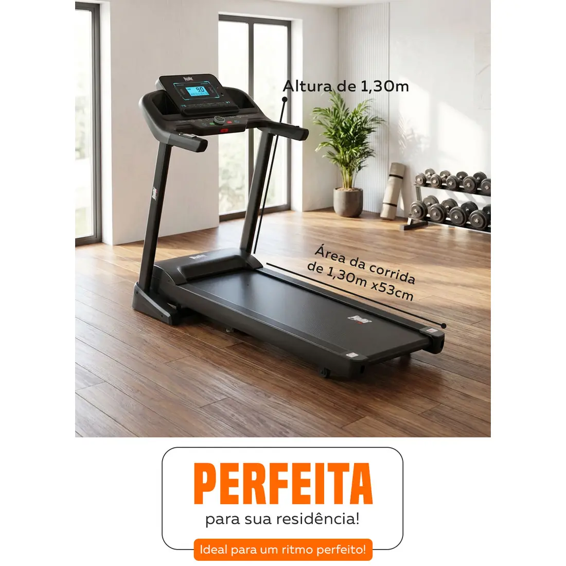 Esteira Bedinfit BF5-101 | 3.5 HP | Suporta 150kg | Bedinsat - imagem 6