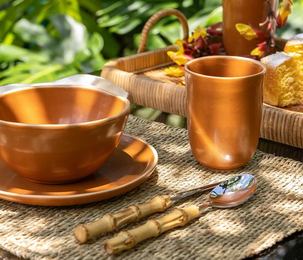 Conjunto de Talheres de Sobremesa Copa e Cia 4 Peças Garbo Bamboo Natural Colher - Bamboo Silver