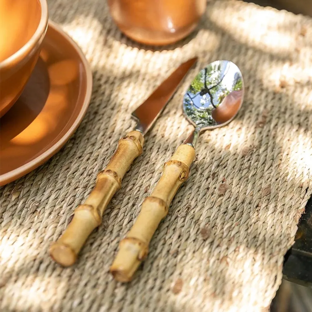 Conjunto de Talheres de Sobremesa Copa&Cia 4 Peças Garbo Bamboo Natural Colher - Bamboo Silver