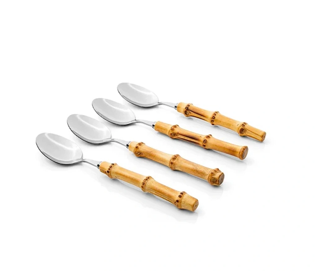 Conjunto de Talheres de Sobremesa Copa e Cia 4 Peças Garbo Bamboo Natural Colher - Bamboo Silver