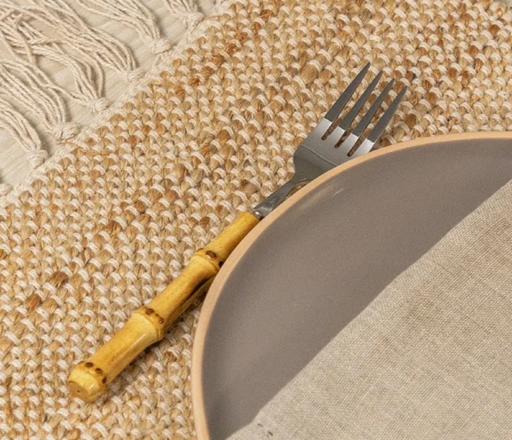 Conjunto de Talheres de Sobremesa Copa&Cia 4 Peças Garbo Bamboo Natural Garfo - Bamboo Silver