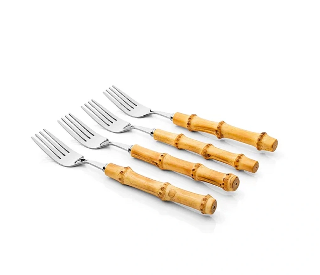 Conjunto de Talheres de Sobremesa Copa&Cia 4 Peças Garbo Bamboo Natural Garfo - Bamboo Silver