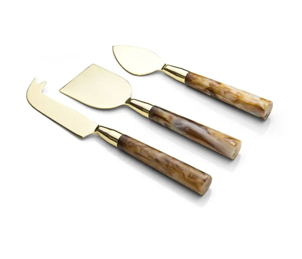 Conjunto de Talheres Copa&Cia para Queijo 3 Peças Garbo Calacatta Gold