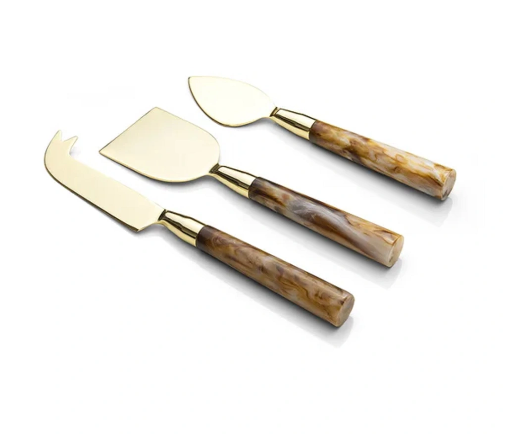 Conjunto de Talheres Copa&Cia para Queijo 3 Peças Garbo Calacatta Gold
