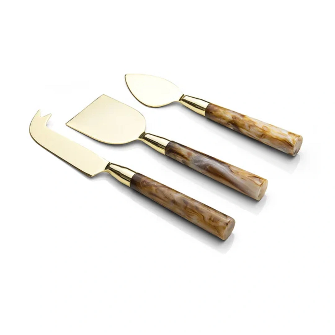 Conjunto de Talheres Copa&Cia para Queijo 3 Peças Garbo Calacatta Gold