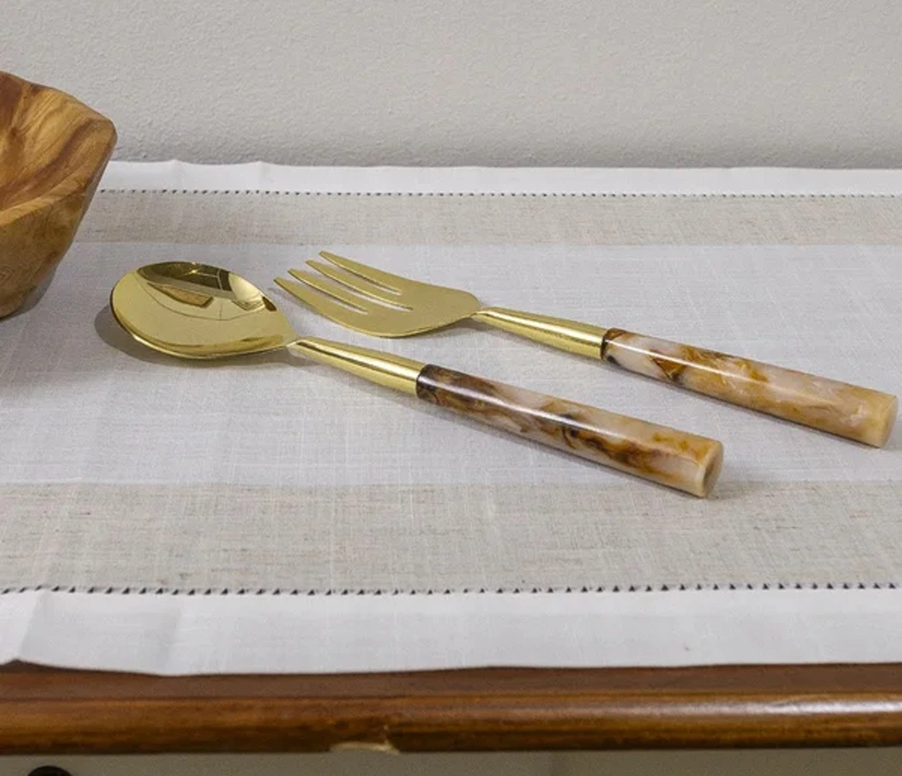 Conjunto de Talheres Copa e Cia para Salada 2 Peças Garbo Calacatta Gold
