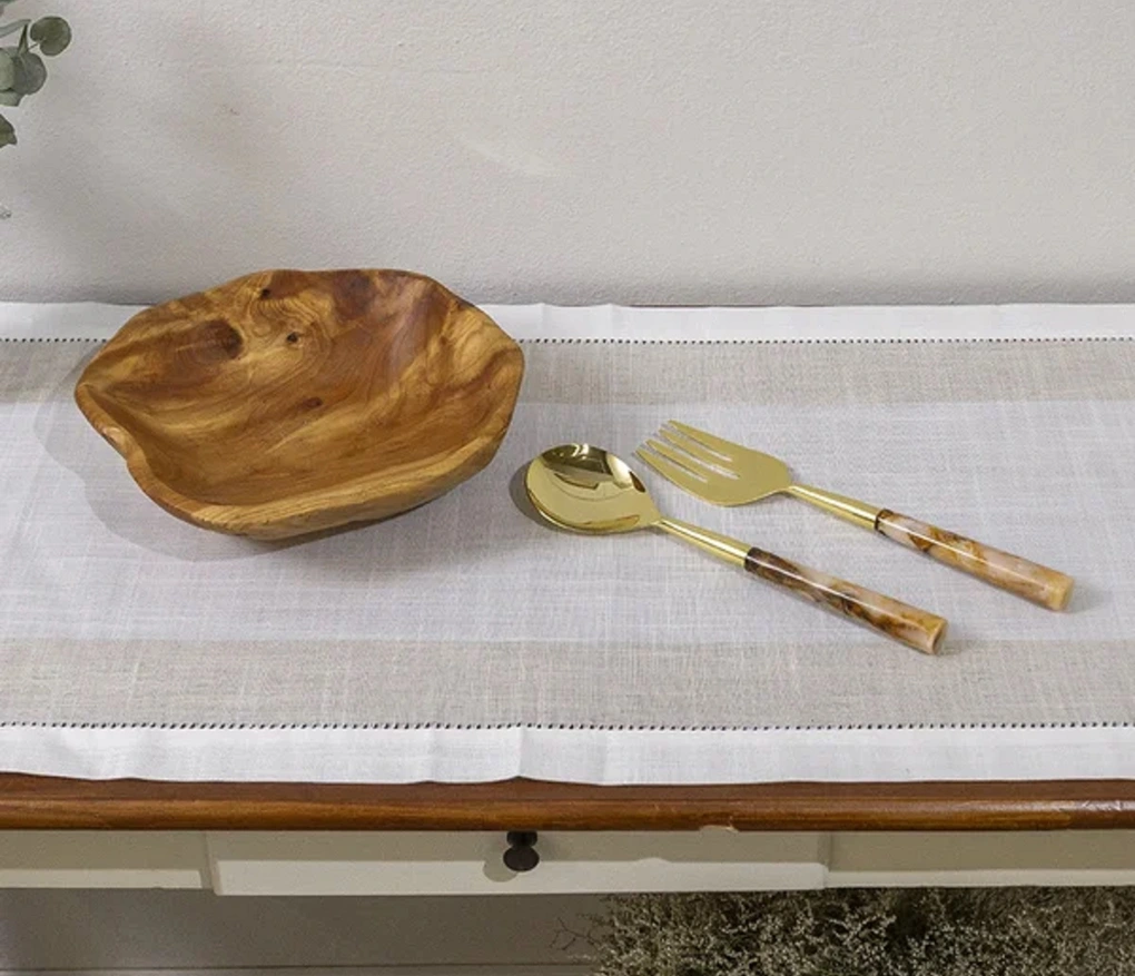 Conjunto de Talheres Copa e Cia para Salada 2 Peças Garbo Calacatta Gold
