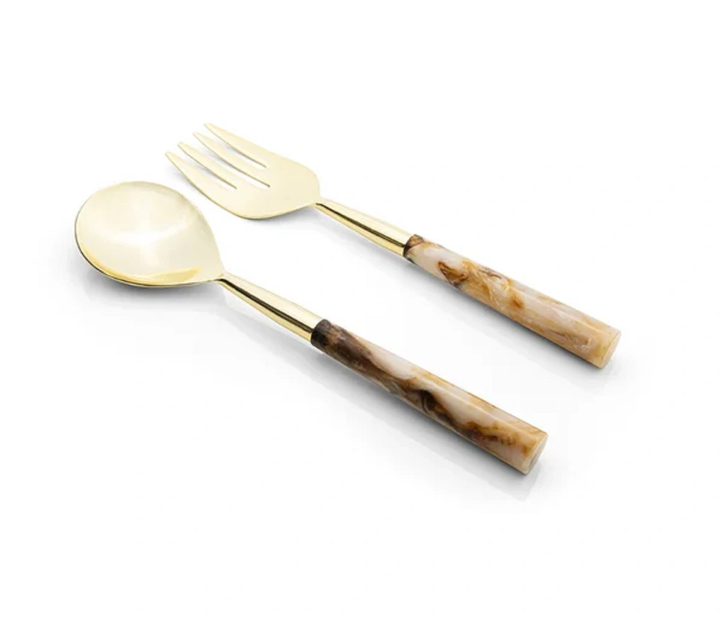 Conjunto de Talheres Copa e Cia para Salada 2 Peças Garbo Calacatta Gold