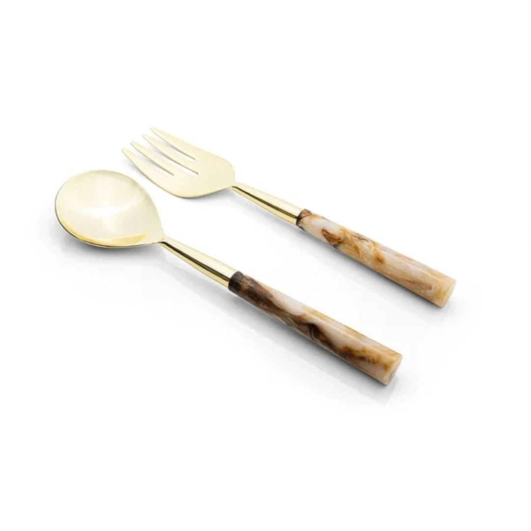 Conjunto de Talheres Copa e Cia para Salada 2 Peças Garbo Calacatta Gold