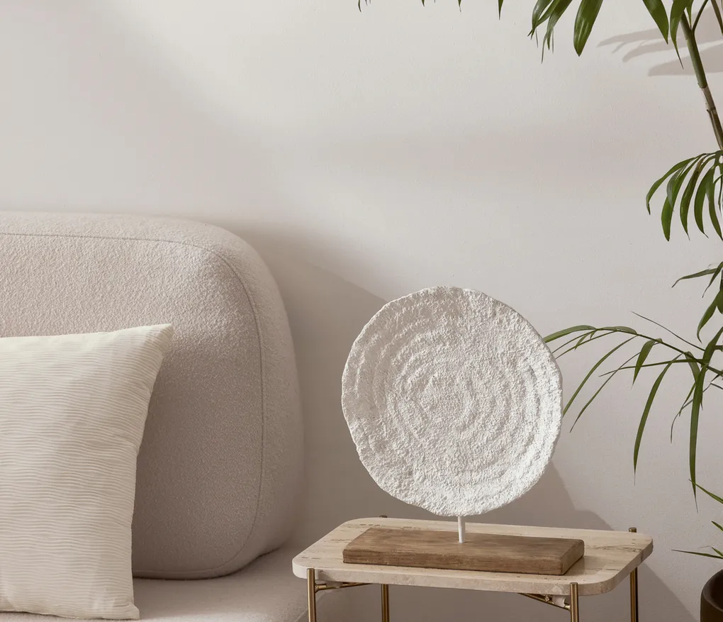 Escultura Coral em Poliresina Off White 
