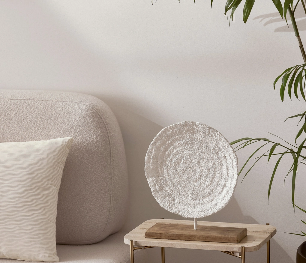 Escultura Coral em Poliresina Off White 
