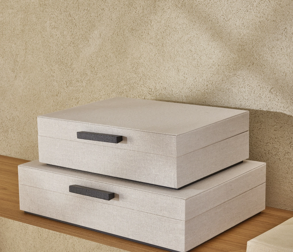 Caixa MDF com Revestimento Linho Off White 