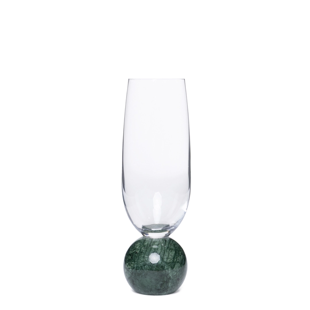   Jogo De Taças Para Espumante em Cristal e Mármore Verde 210 ML 2 Peças