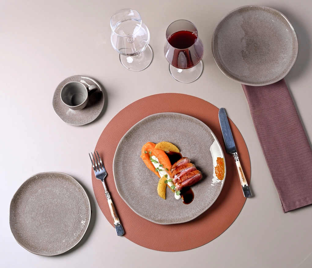 Conjunto com 6 Pratos de Sobremesa Orgânico Shimeji Gold
