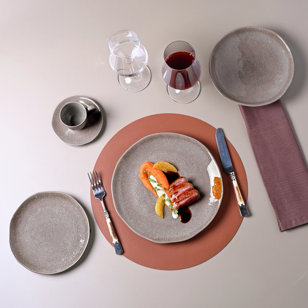 Conjunto com 6 Pratos de Sobremesa Orgânico Shimeji Gold