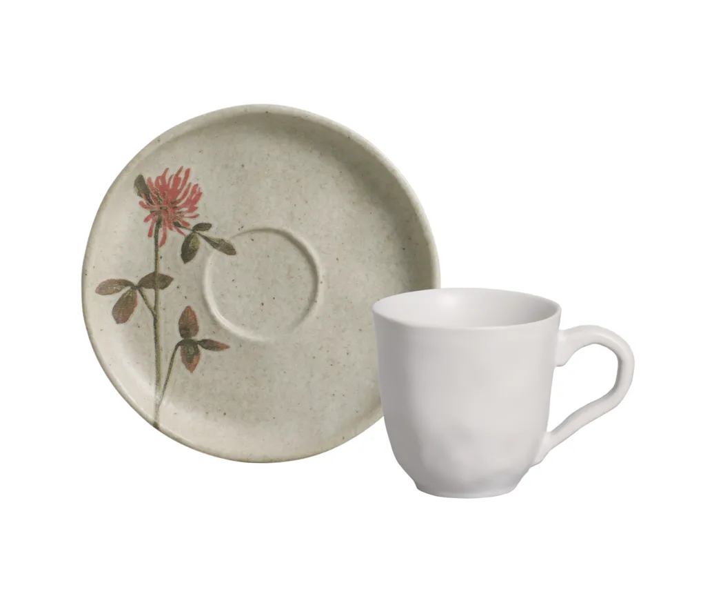 Conjunto com 6 Xícaras de Café com Pires Bio Stoneware Campestre 120ml