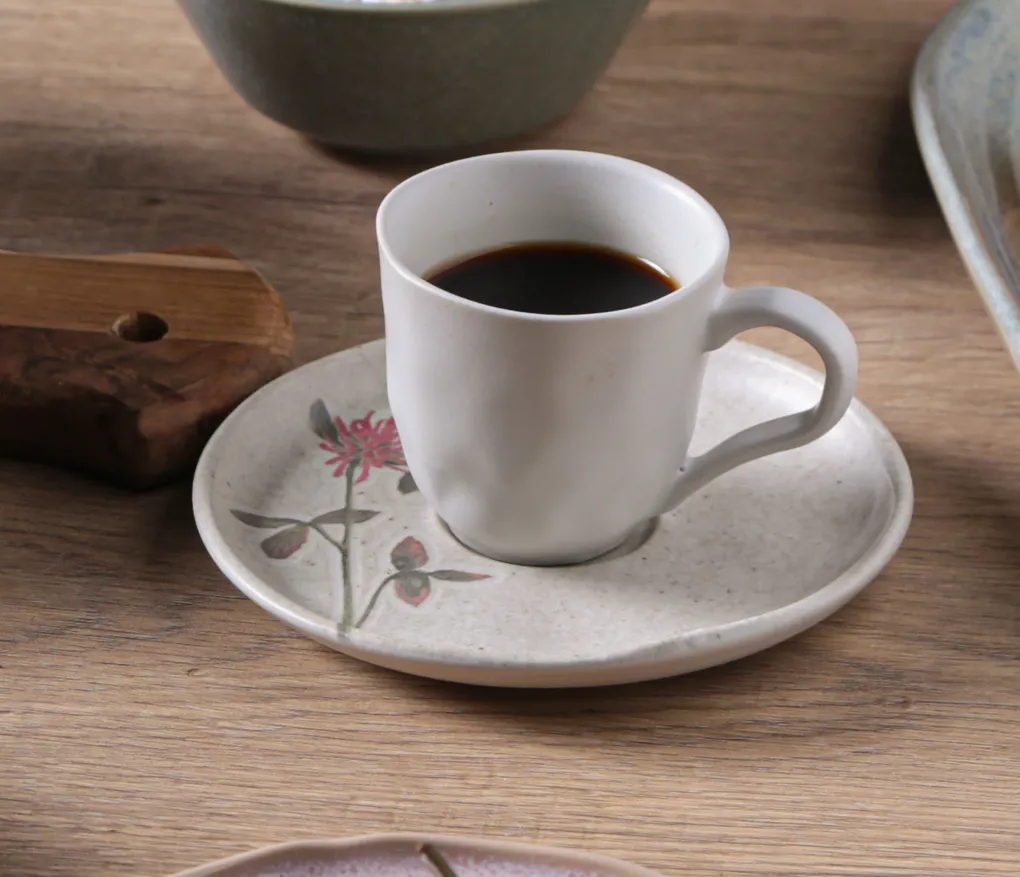 Conjunto com 6 Xícaras de Café com Pires Bio Stoneware Campestre 120ml