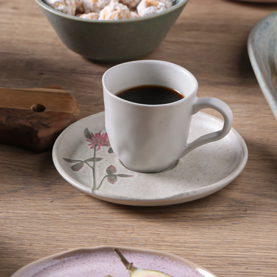 Conjunto com 6 Xícaras de Café com Pires Bio Stoneware Campestre 120ml