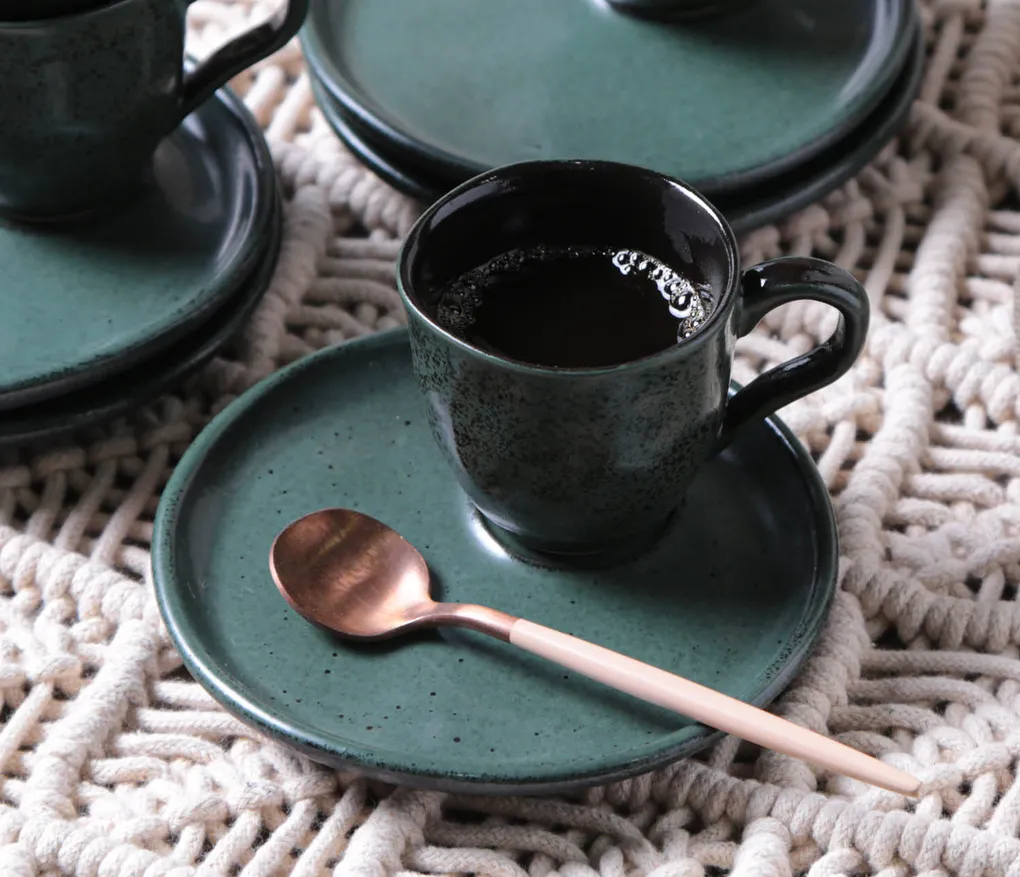 Conjunto com 6 Xícaras de Café com Pires Bio Greenery 120ml