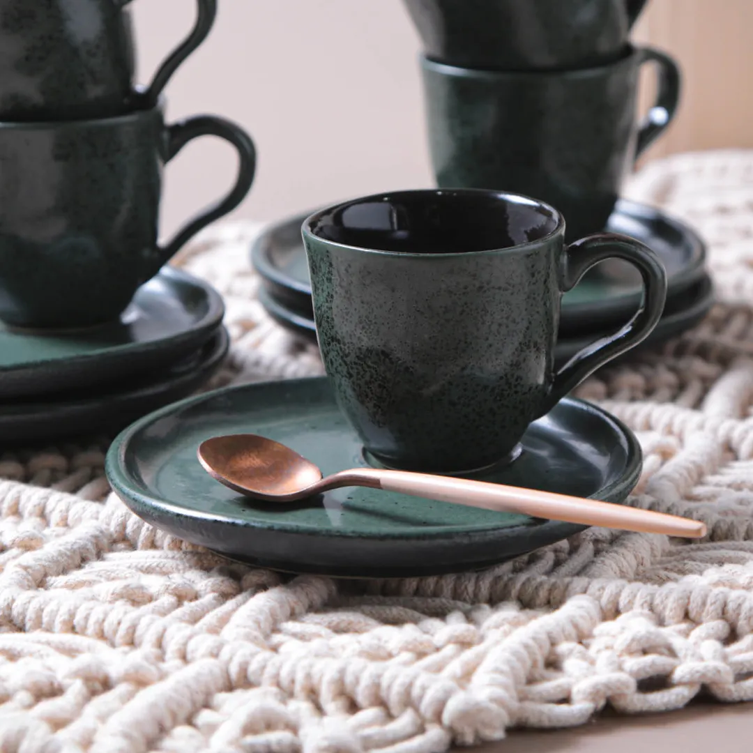 Conjunto com 6 Xícaras de Café com Pires Bio Greenery 120ml
