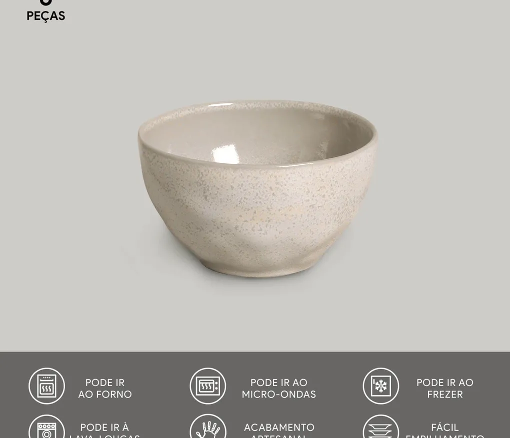 Conjunto com 6 Bowl Orgânico Latte
