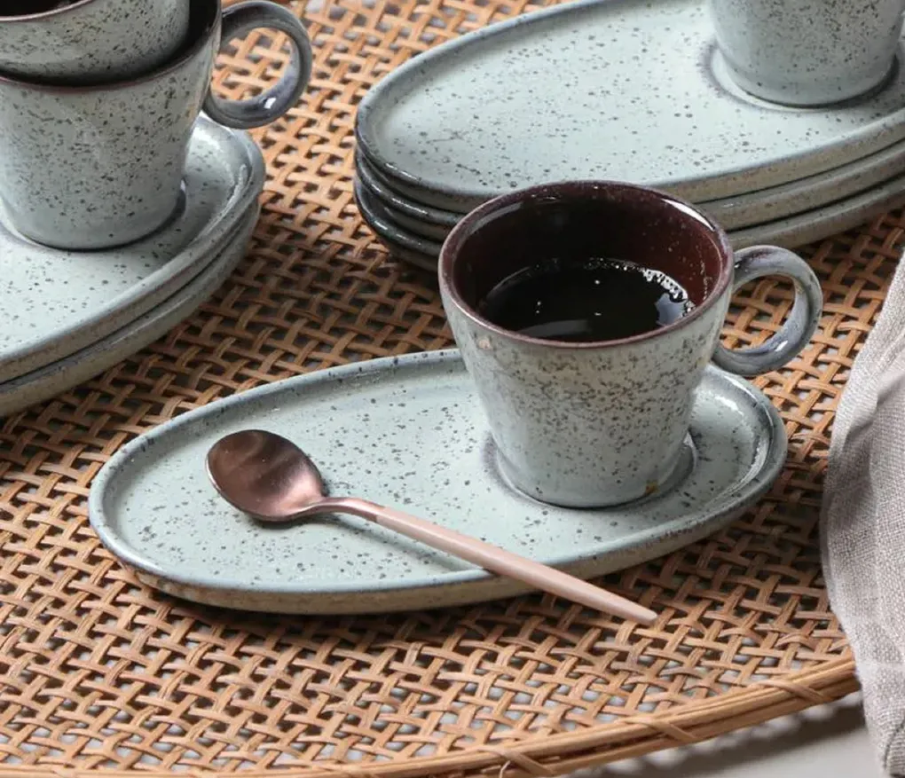 Conjunto com 6 Xícaras de Café Neo com Pires Oval Pistache 110ml