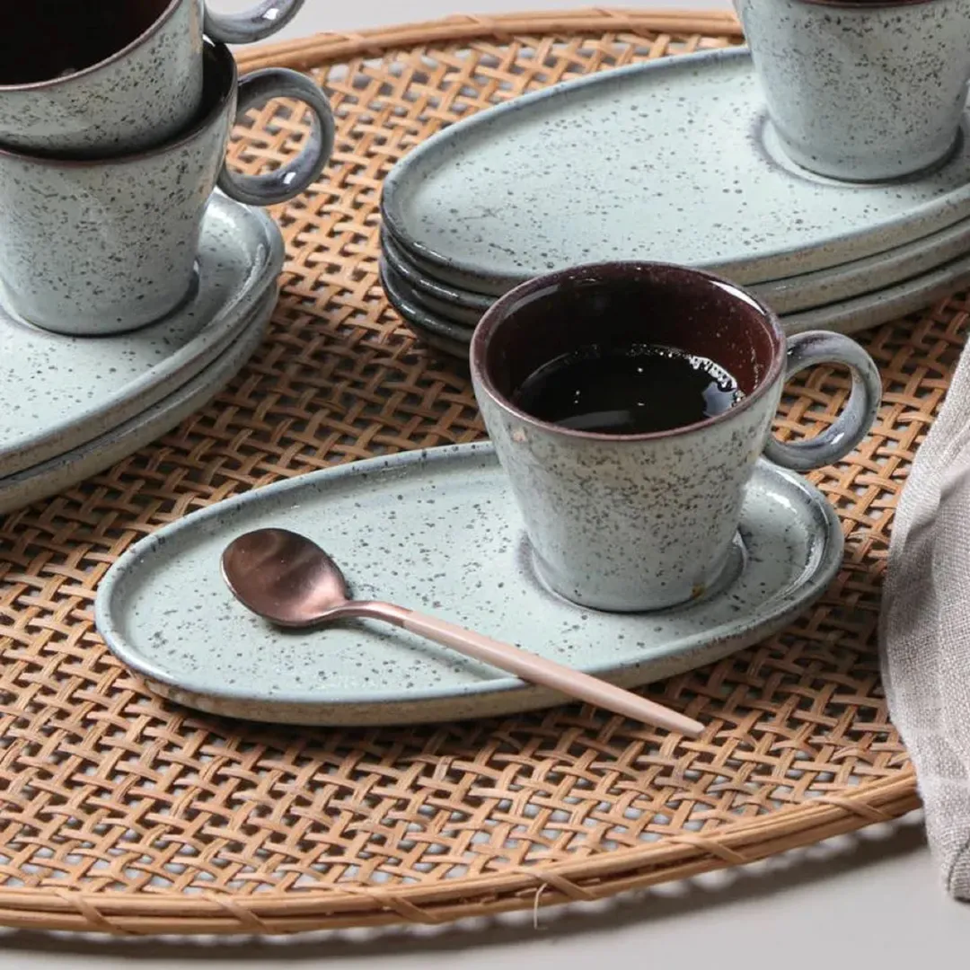 Conjunto com 6 Xícaras de Café Neo com Pires Oval Pistache 110ml