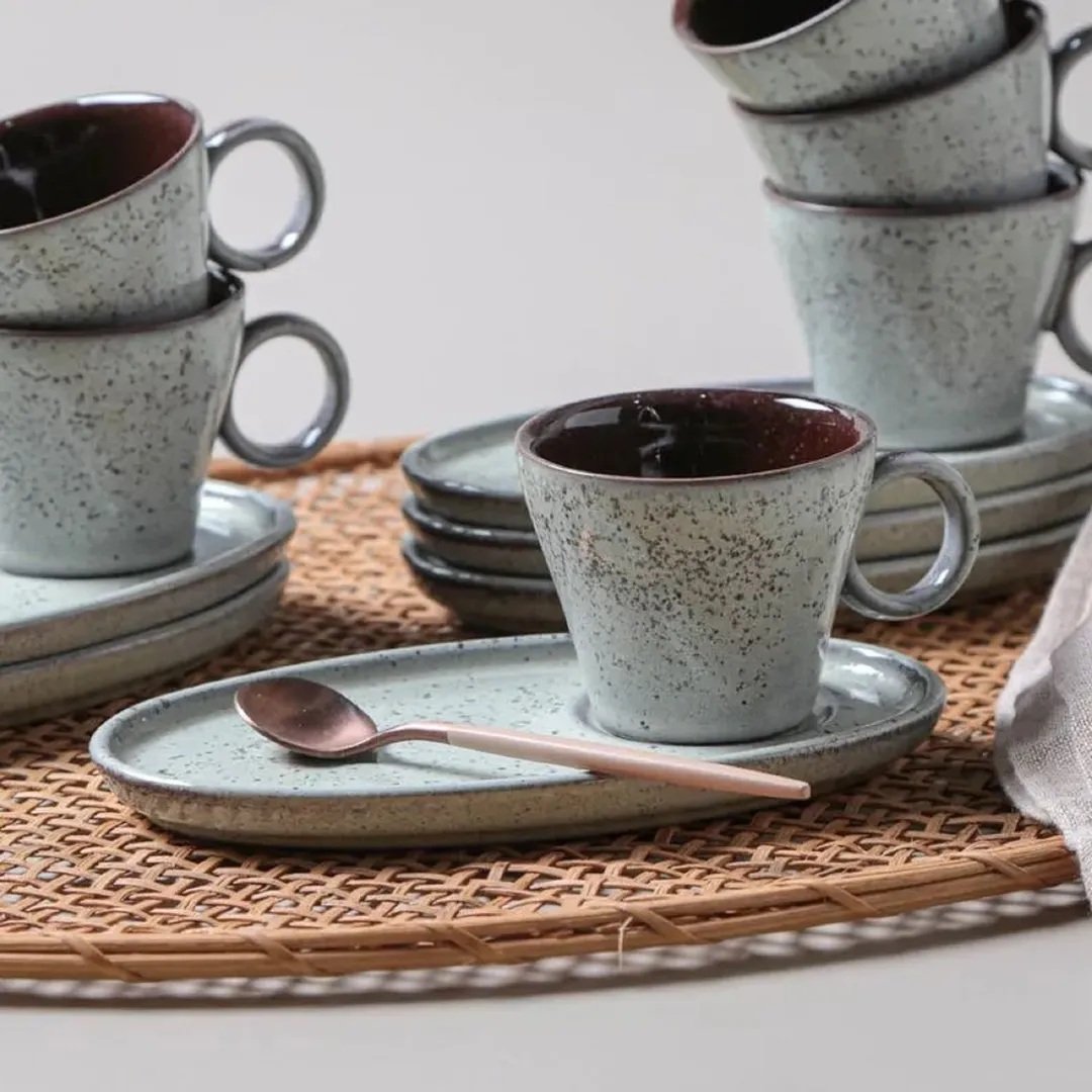 Conjunto com 6 Xícaras de Café Neo com Pires Oval Pistache 110ml