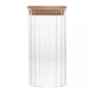 Porta Mantimento Vidro Tampa De Bambu Canelado Wolff 400ml - imagem 1