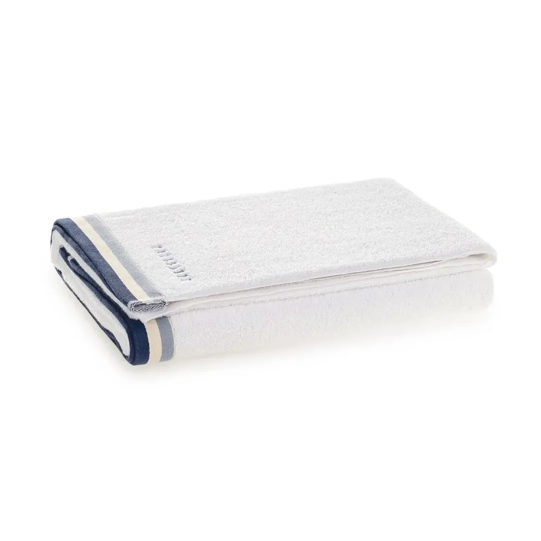 Toalha Banho com Bordado Montello Branca/Azul 540g/m²