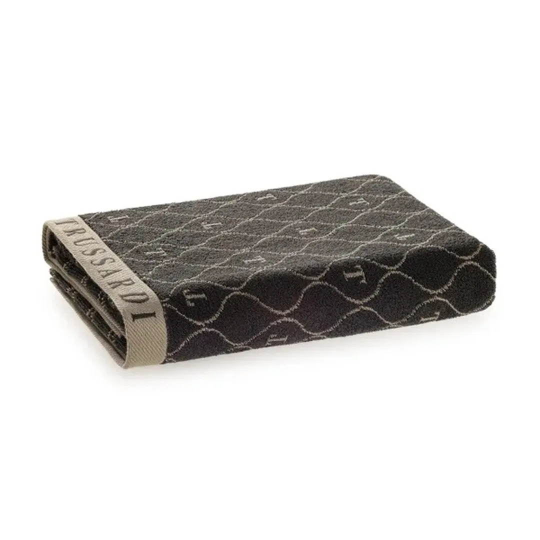  Toalha Banho 540g/m² em Jacquard Speciale Nero/Sépia Trussardi