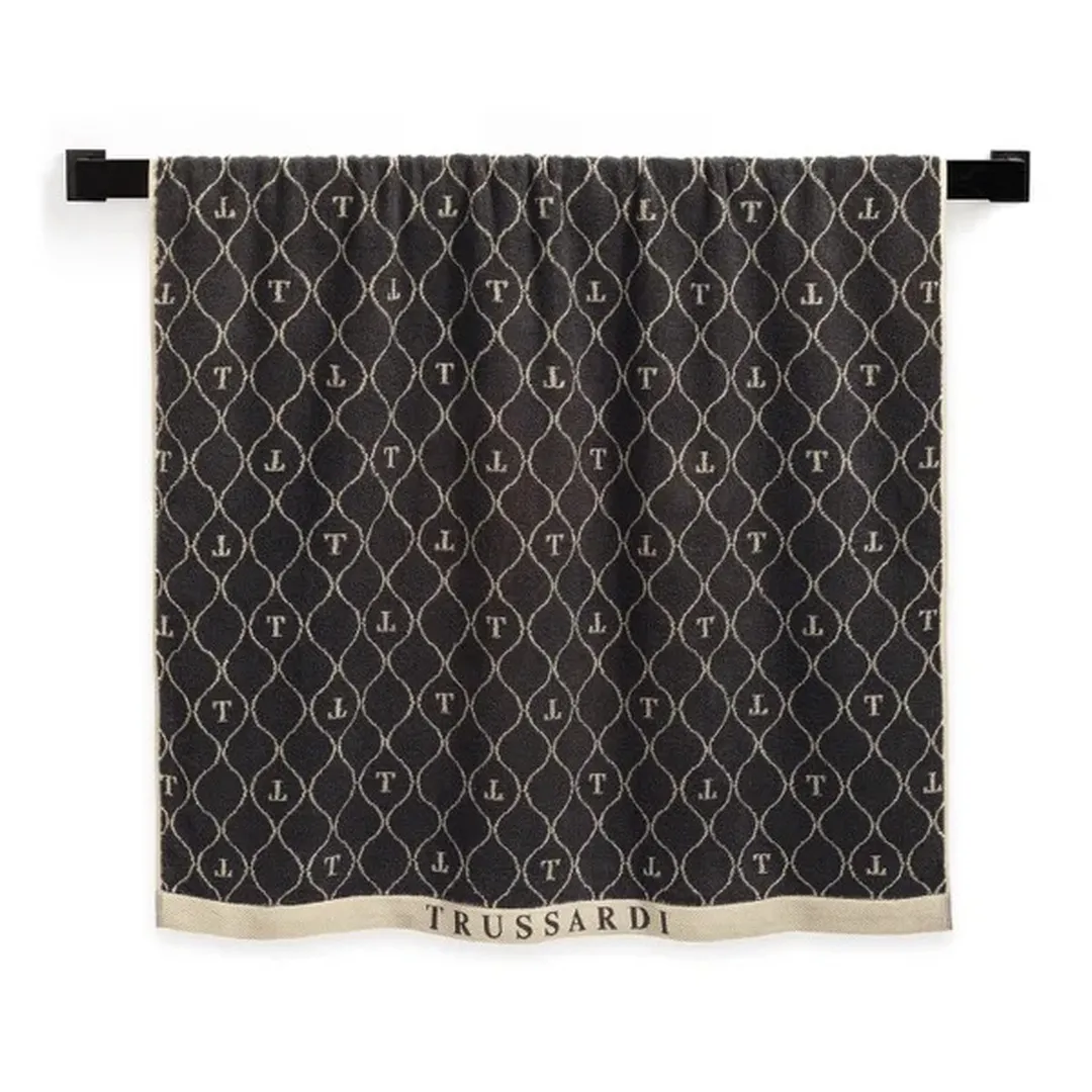  Toalha Banho 540g/m² em Jacquard Speciale Nero/Sépia Trussardi