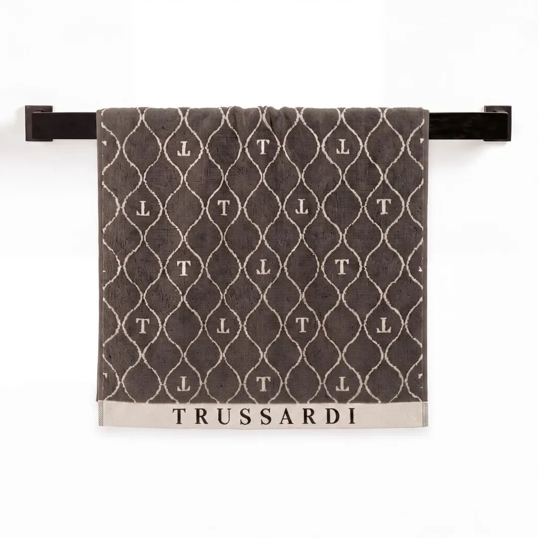 Toalha de Rosto 540g/m² em Jacquard Speciale Nero/Sépia Trussardi