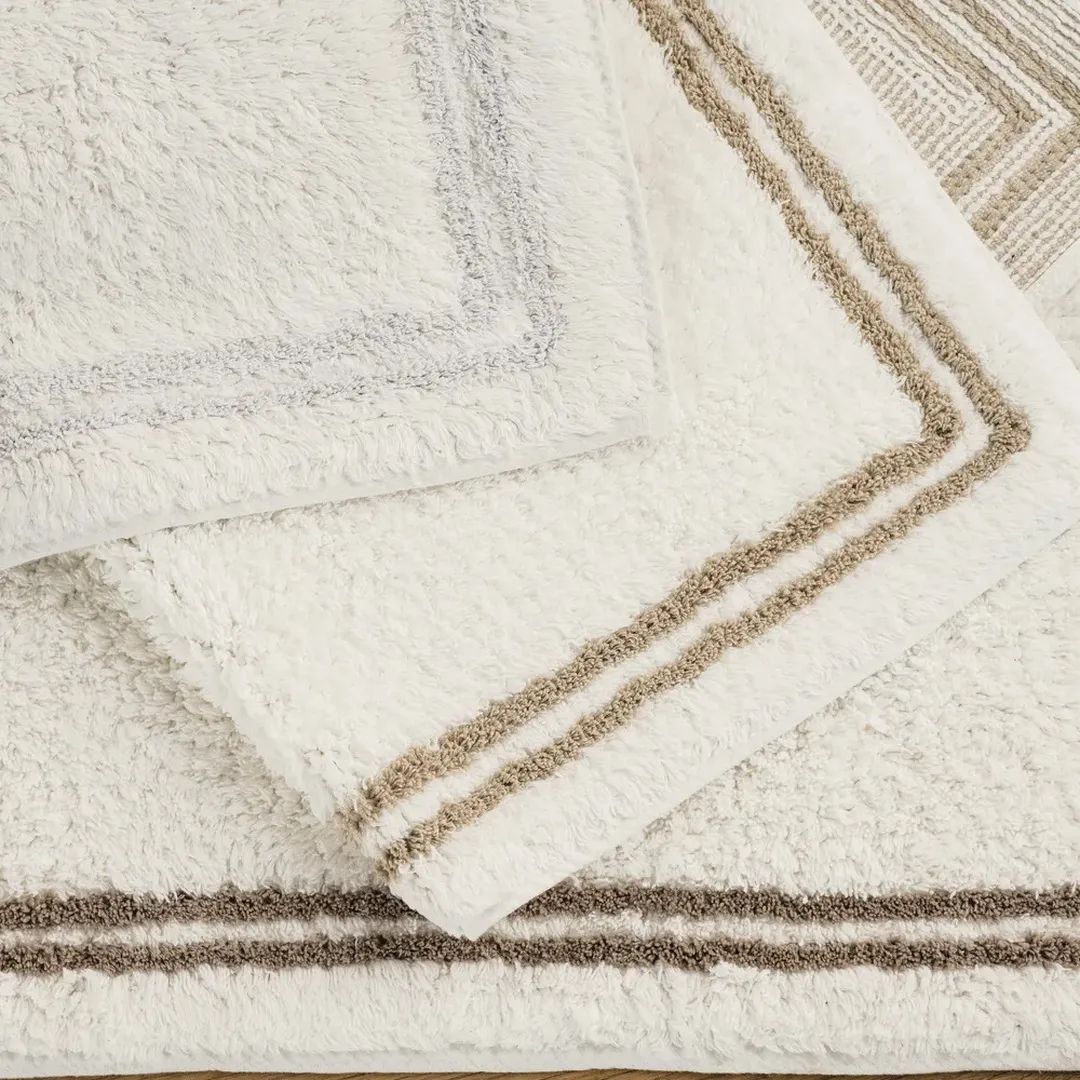 Tapete Antiderrapante 100% Algodão 1,20m x 60cm Veneto Branco/Gelo