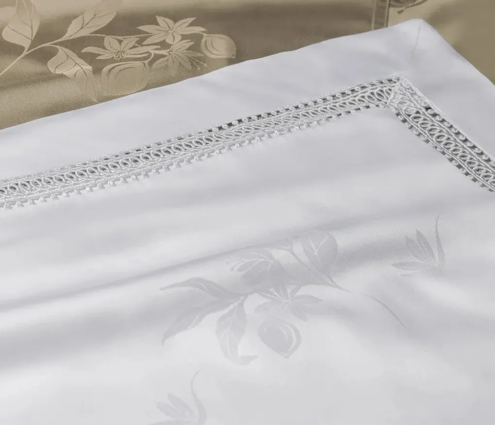 Jogo de Cama King de Cetim de Bambu 300 fios Fiorito Branco