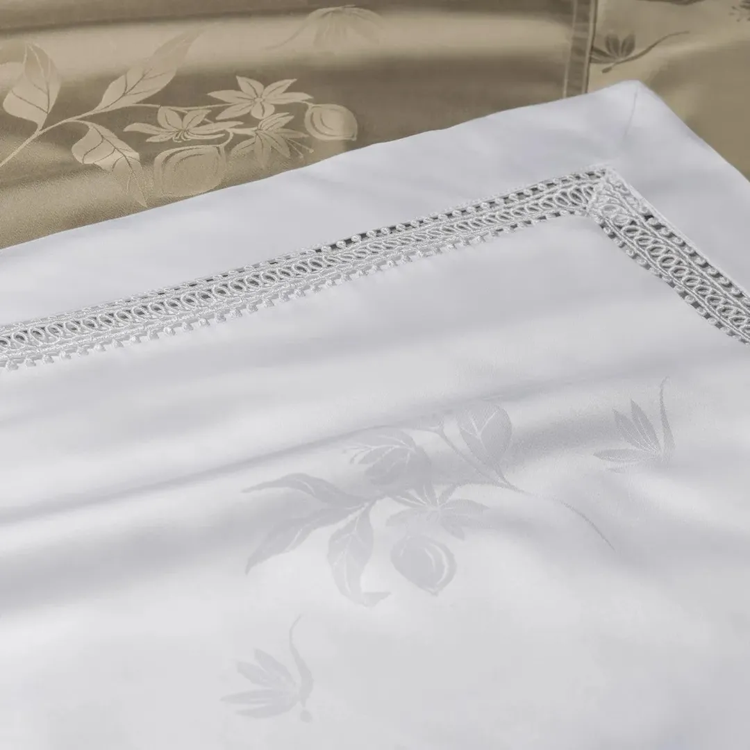 Jogo de Cama King de Cetim de Bambu 300 fios Fiorito Branco