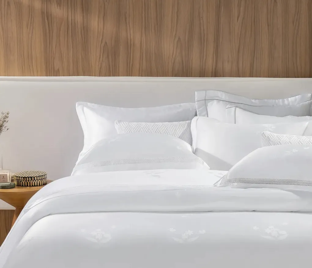Jogo de Cama King de Cetim de Bambu 300 fios Fiorito Branco