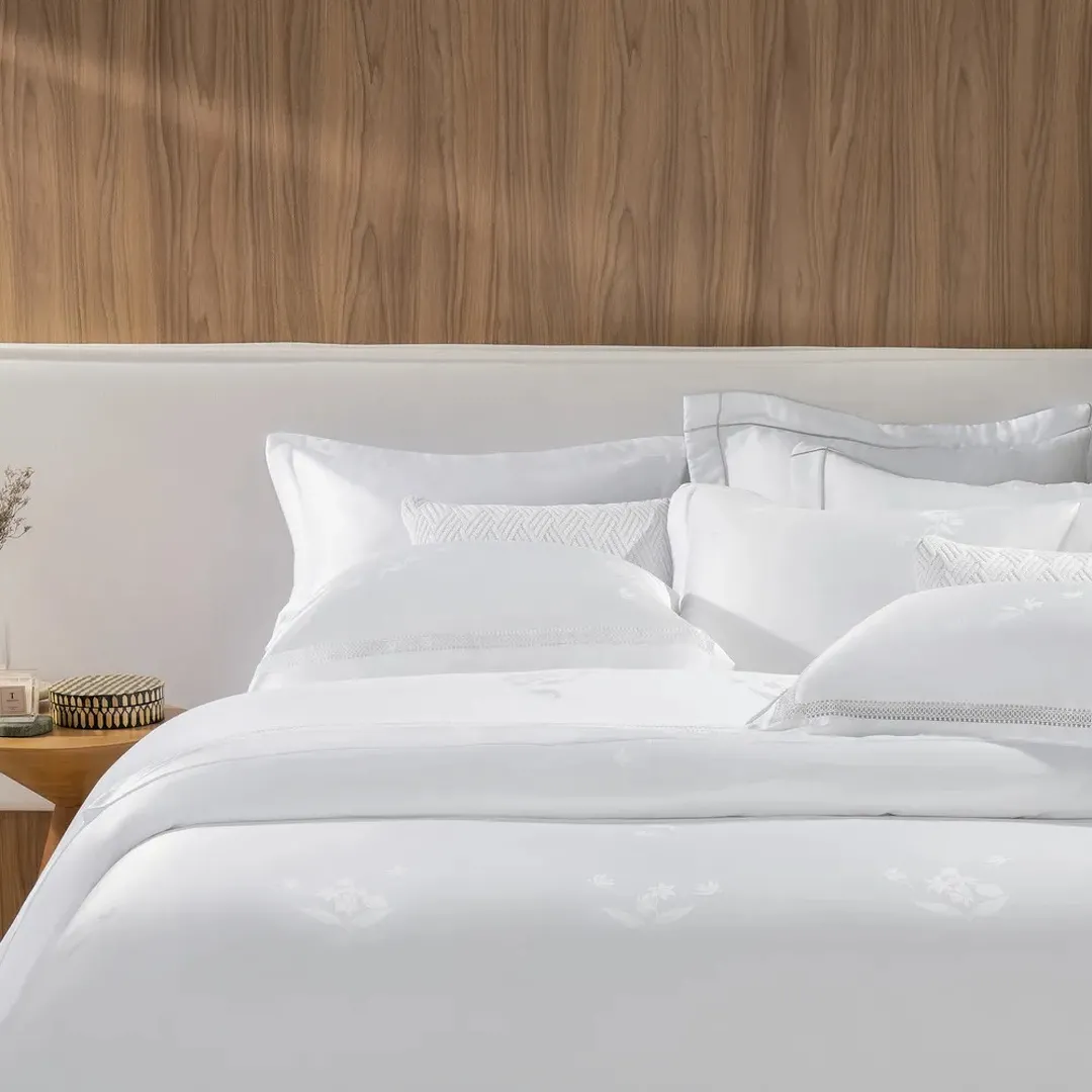 Jogo de Cama King de Cetim de Bambu 300 fios Fiorito Branco