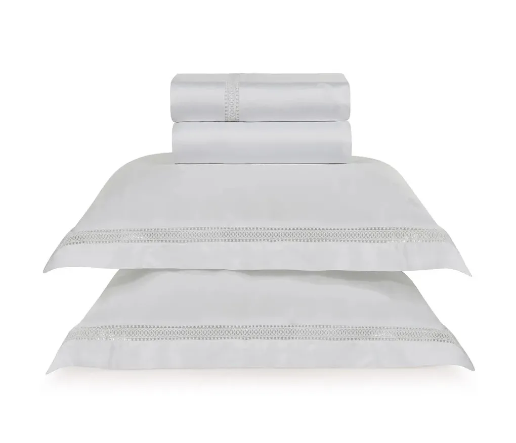 Jogo de Cama King de Cetim de Bambu 300 fios Fiorito Branco
