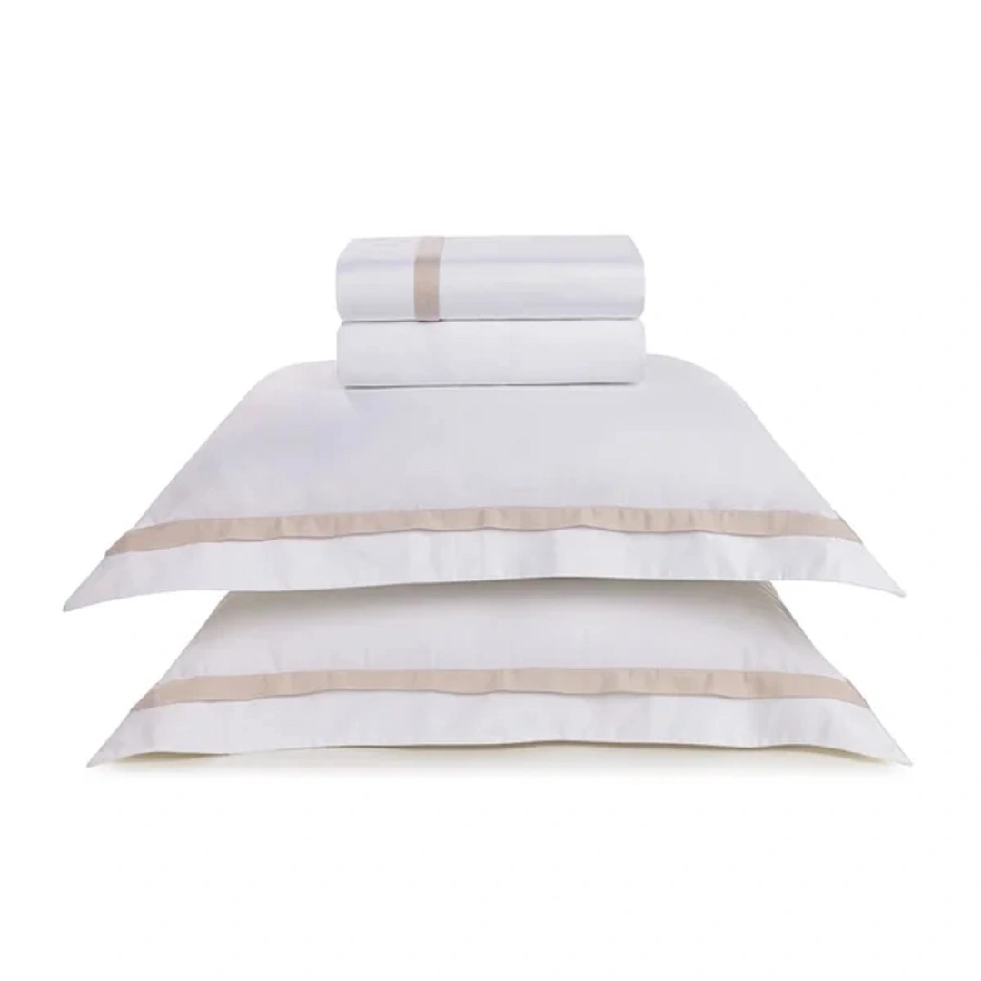Jogo de cama Casal 300 fios Cetim Vercelli Branco/Rose