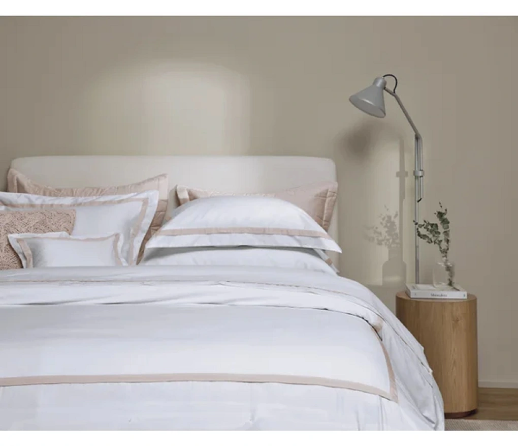 Jogo de cama Casal 300 fios Cetim Vercelli Branco/Nebia