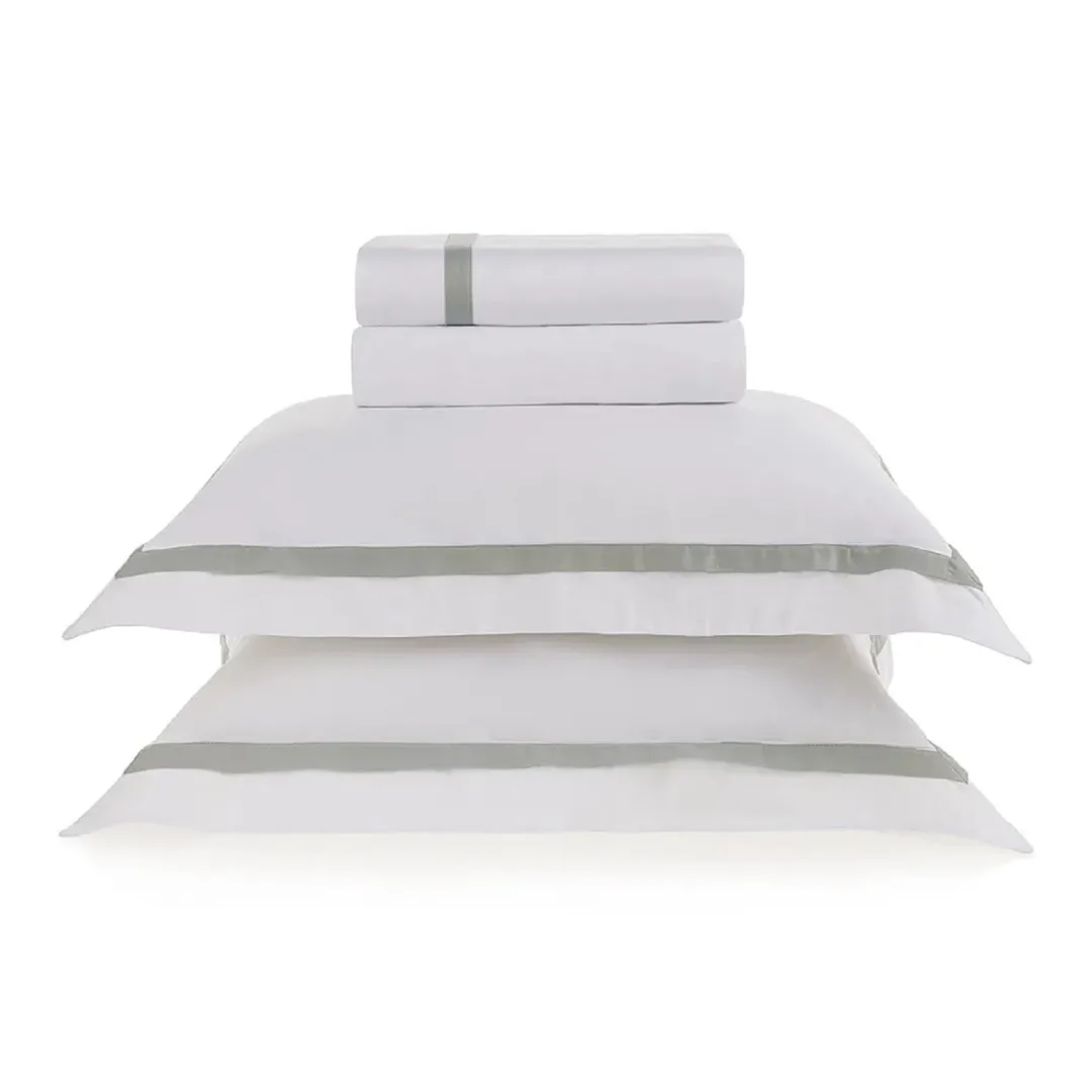 Jogo de cama Casal 300 fios Cetim Vercelli Branco/Nebia