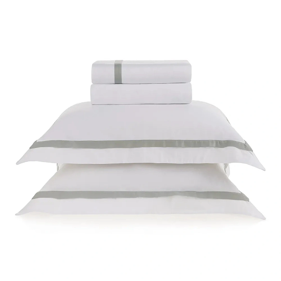 Jogo de cama Casal 300 fios Cetim Vercelli Branco/Nebia