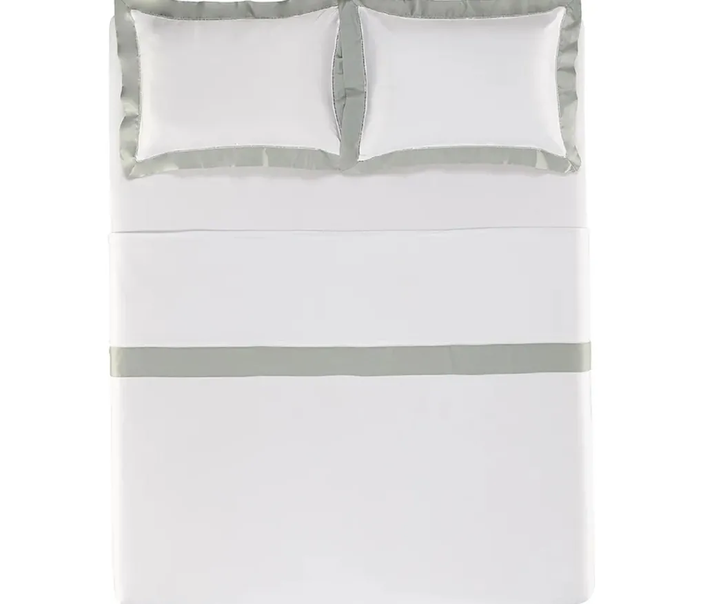 Jogo de cama King 600 fios Cetim Pariolli Branco/Platino